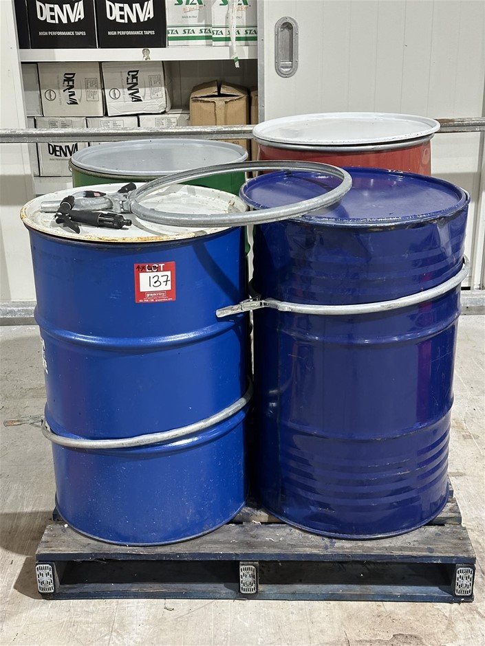 4 x Open head steel drums with removable lid Auction (01373026852