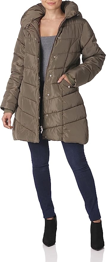 Steve madden women's long chevron quilted outerwear clearance jacket