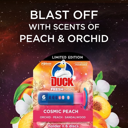 4 x DUCK FRESH Discs Toilet Cleaner Limited Edition Fragrance, COSMIC PEACH  Auction (0095-5053334)