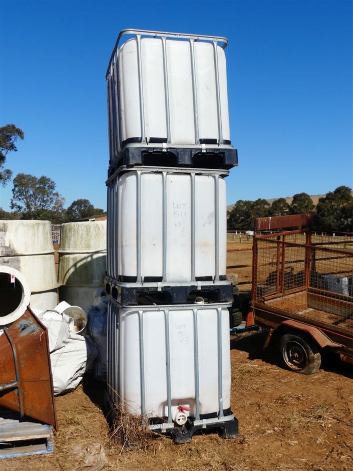 Qty 3 x Caged IBC Water Tanks Auction (05115053641) Grays Australia