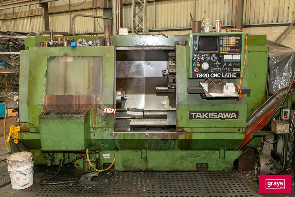Takisawa TS-20 CNC Lathe Machine & Cupboard with Contents