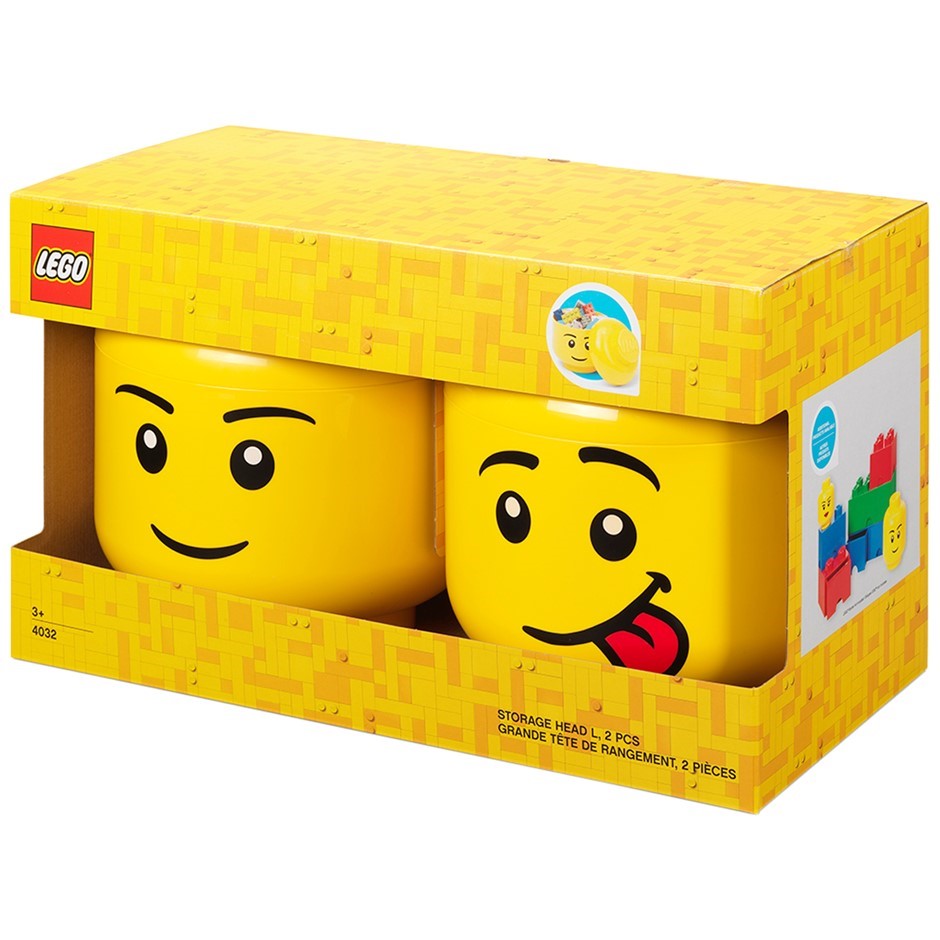 LEGO Storage Heads 2pk. N.B: Damaged packaging.