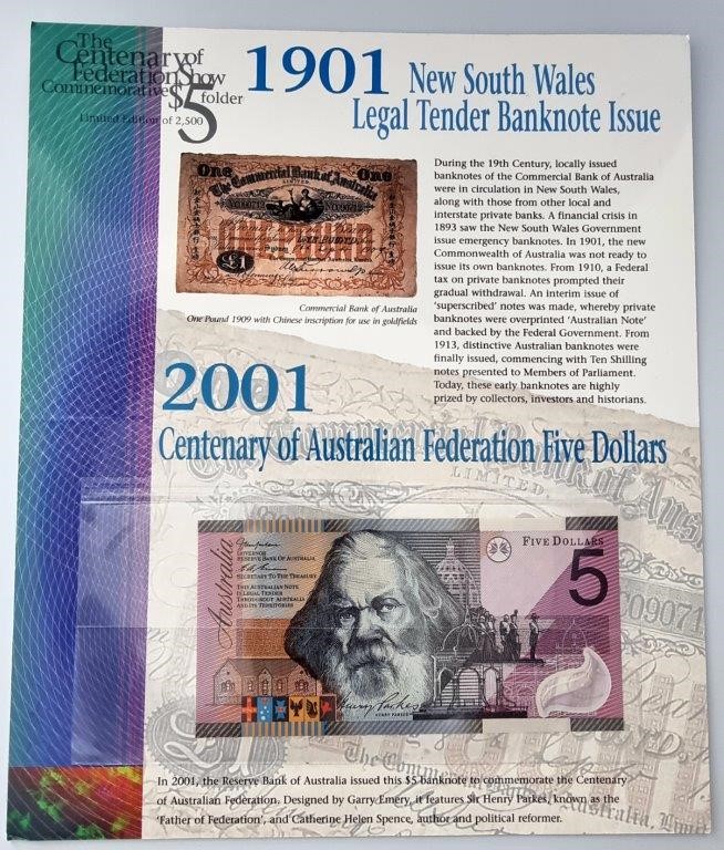 A CENTENARY OF FEDERATION $5 POLYMER NOTE SET Auction (0008-2555211 ...