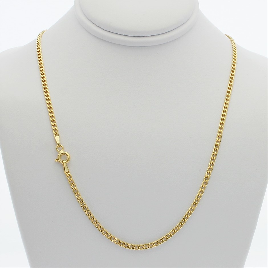 Genuine Italian 9 Karat yellow Gold 50 cm curb chain necklace Auction ...