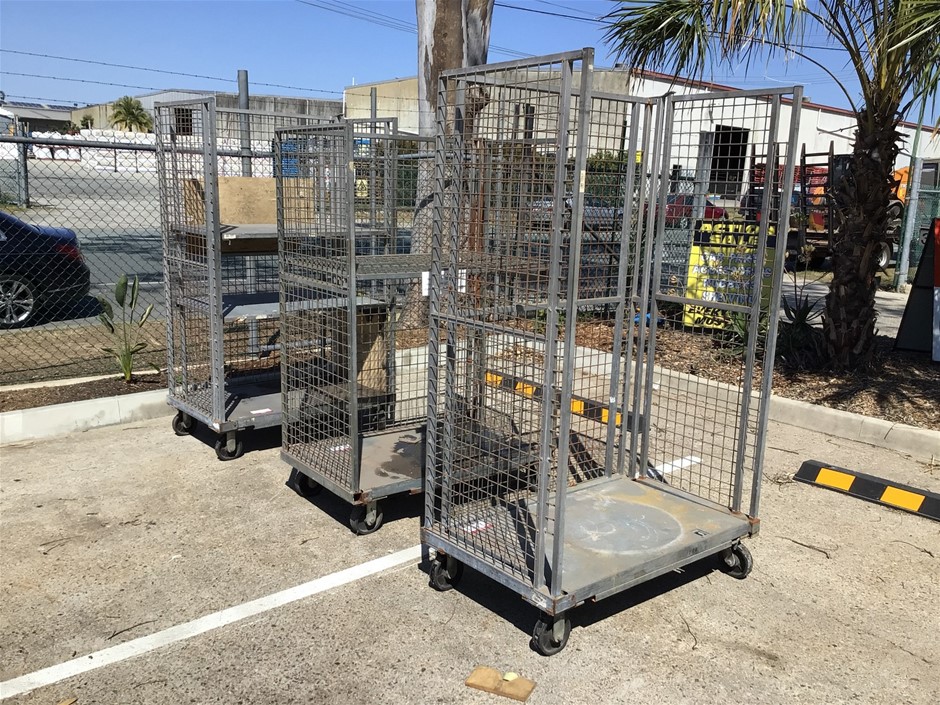 2x Steel Mesh Cage Trolleys