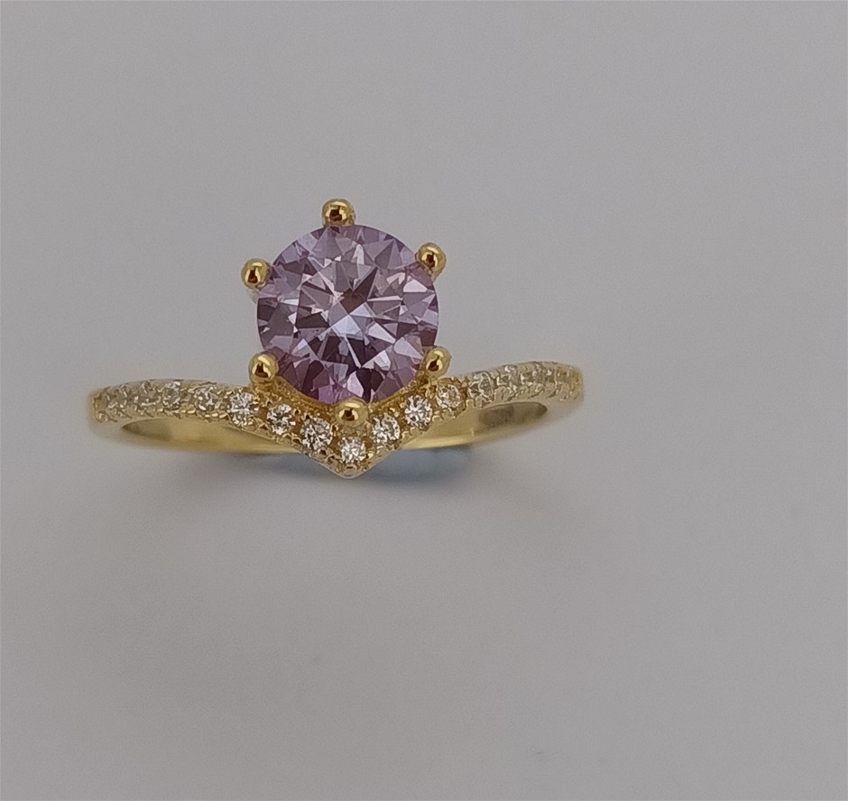 1 Carat Purple Moissanite 4-Prong Ring main image 1