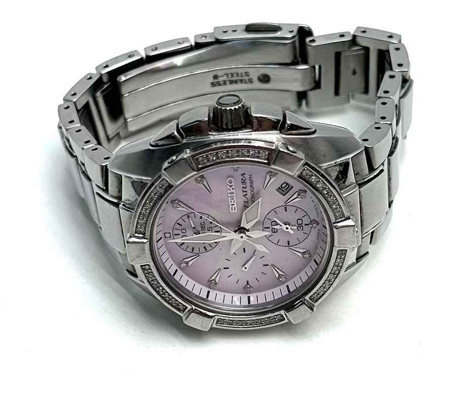 Seiko Velatura Diamond Chronograph Ladies Watch model 7T92 0JW0