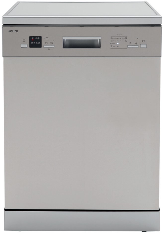 EURO ED614SX Freestanding Stainless Steel Dishwasher, 845mm x 598mm x