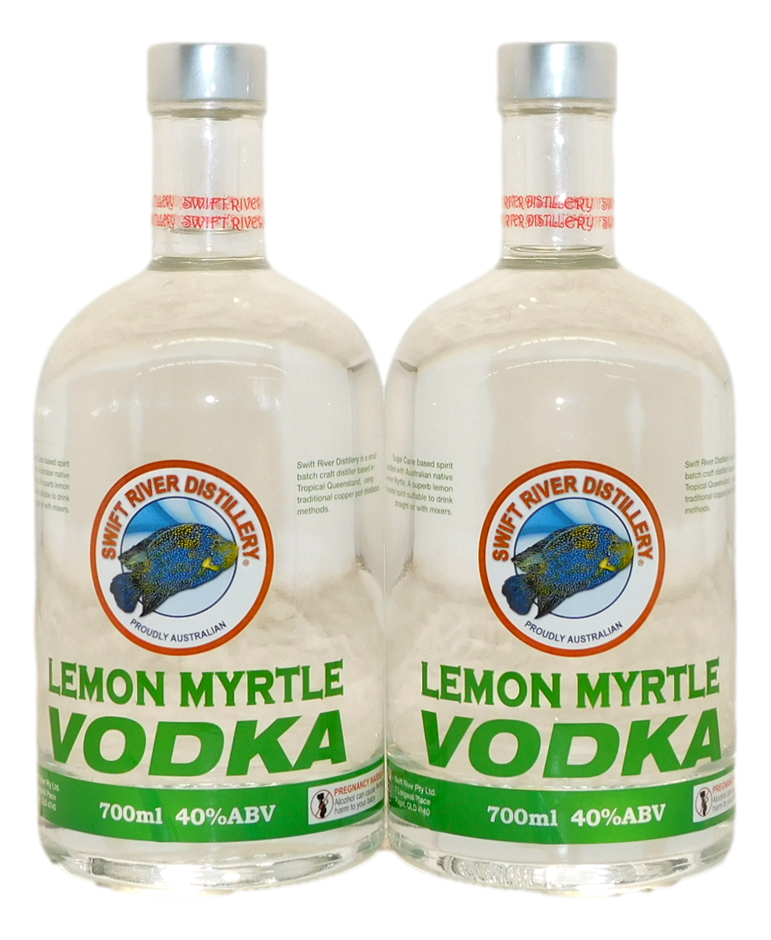 Swift River Distillery Lemon Myrtle Vodka 40% (2x 700mL), QLD.