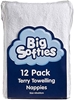 BIG SOFTIES Towelling Cotton Nappies 12 Piece Set, White, 12 Count.