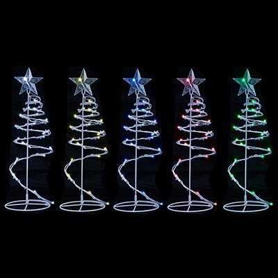 5 Solar LED Spiral Christmas Trees: Mult