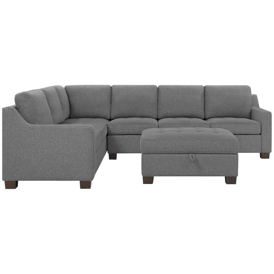 THOMASVILLE 3 Piece Fabric Sectional with Storage Ottoman Grey 3.02 x 2.3 Auction GraysOnline Australia