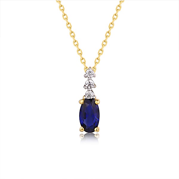 RRP: 1899 $- Genuine 9ct Yellow gold Luxury Diamond & sapphire Necklace ...