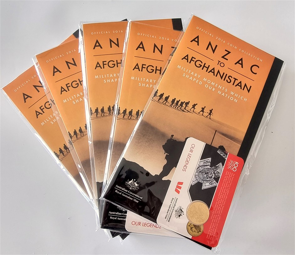 FIVE COMPLETE ANZAC TO AFGHANISTAN 2016 COIN COLLECTION FOLDERS Auction ...