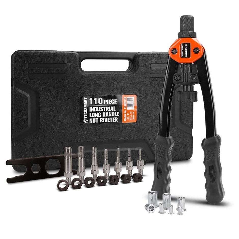 TECHSMART 110pc Industrial Long Handle Nut Riveter Set, 355mm (14 ...