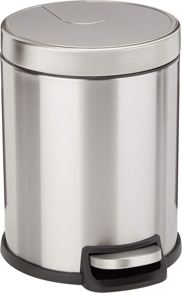 AMAZON Basics Round Cylindrical Soft-Close Small Trash Can With Foot Pedal,