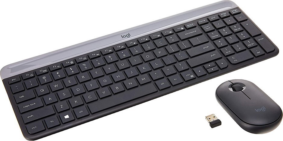 LOGITECH MK470 Slim Wireless Keyboard and Mouse Combo, 2.4 GHZ Receiver, Gr