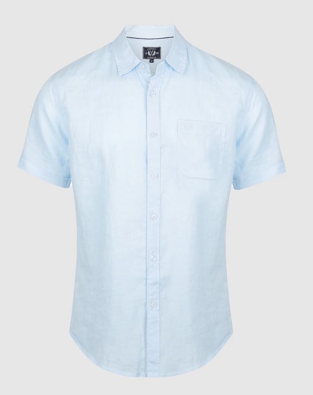 COAST CLOTHING CO Men's Short Sleeve Shirt, Size 2XL, Linen, Sky Blue. Buy