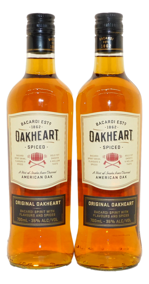 Bacardi Oak Heart Spiced American Oak (2x 700mL) Auction (0049-10728681 ...