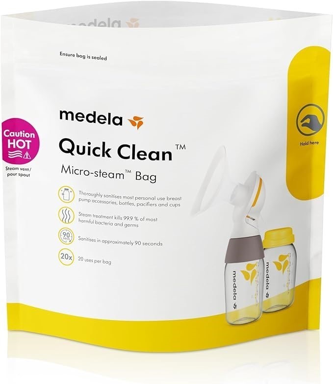 MEDELA Quick Clean Microwave Bags, Sterilizing for Bottles, Breast Pump & P