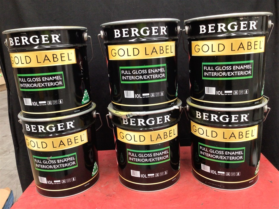 6 x 10 Litre Tins of Berger Gold Label Paint Auction (0006-3028501 ...