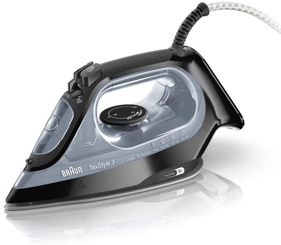 BRAUN TexStyle 3 Steam Iron, Black (SI3055BK).