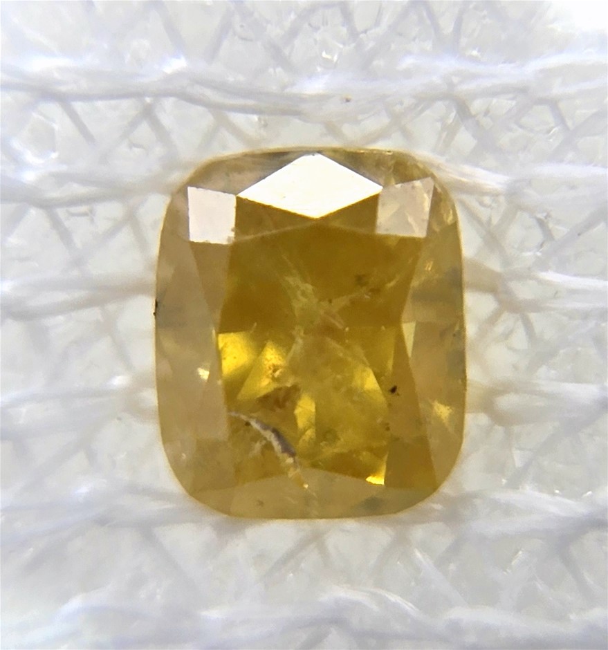 Fancy Vivid Yellow Diamond, Cushion Cut, Certified