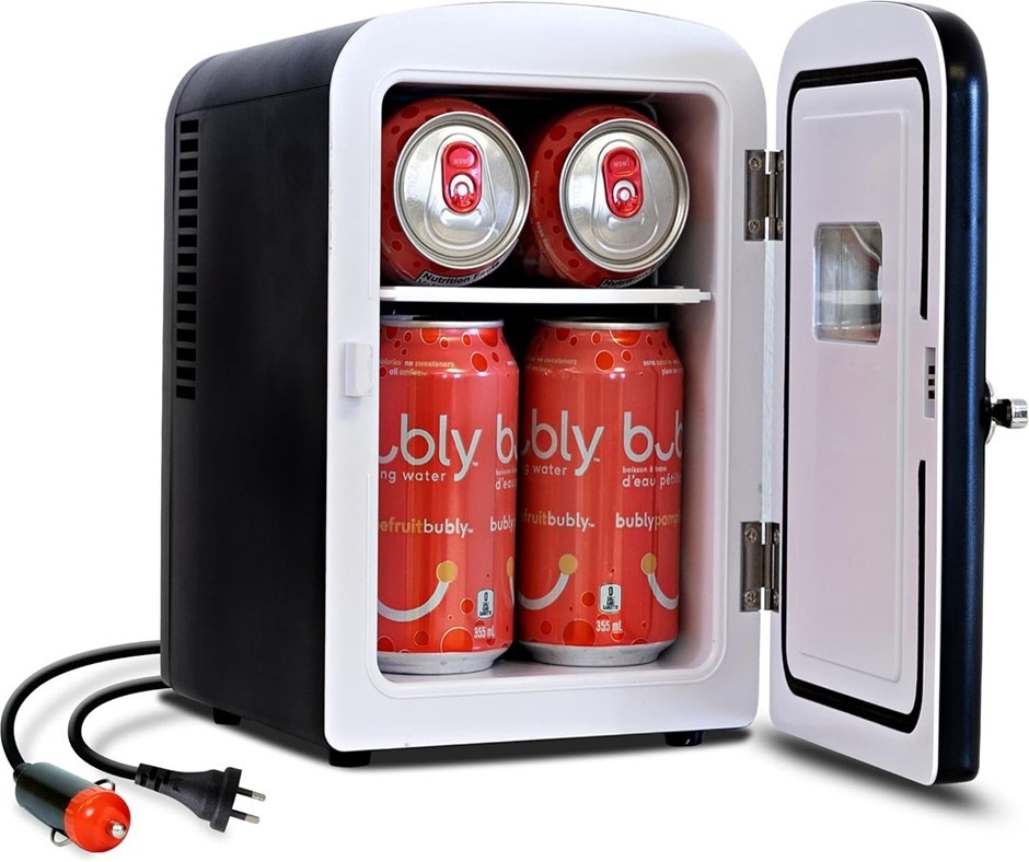 KOOLATRON Retro MIni Thermoelectric Cooler, 4L 6 Can Portable Mini Fridge,