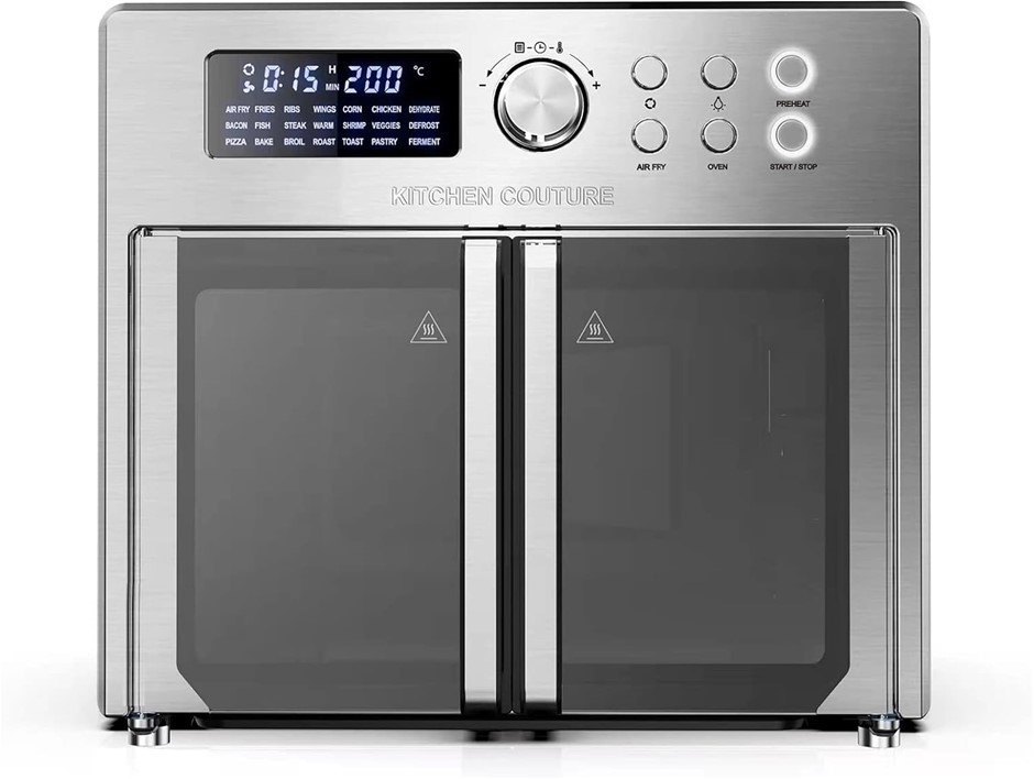KITCHEN COUTURE 25 Litre Oven Air Fryer, French Door, Silver, 10003608.