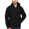 SIGNATURE Men's Fleece-Lined Softshell Hooded Jacket, Size L, Black.