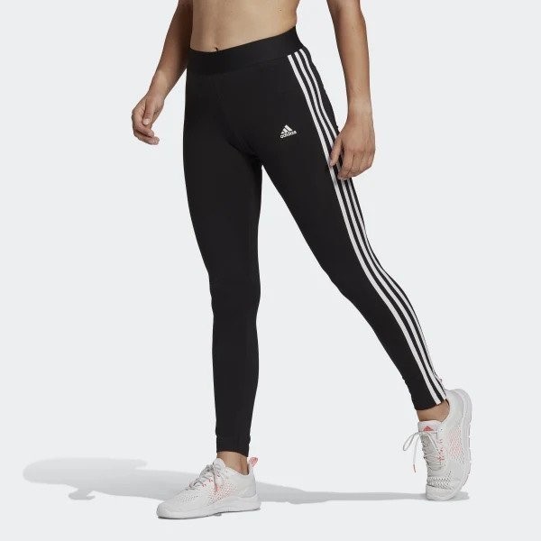 ADIDAS Women's 3S Leggings, Size S, Cotton/ Elastane, Black.