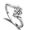 Elegant 18K White Gold  plated  Diamonds Simulants  Ring Size 8