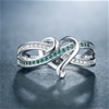 Elegant 18K White Gold  plated  Green & White Cz  Ring Size 8