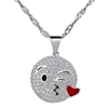 Elegant 18K White Gold plated Simulated Dia. & Face White CZ Necklace