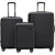 TOSCA London Luggage 3 Piece Hardside Luggage Set, Black, Large: 76cm, Medi