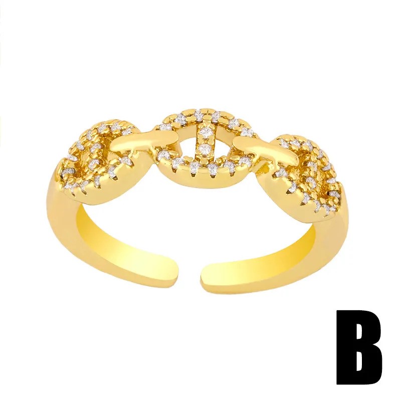 Elegant 18K Yellow Gold Plated White CZ Adjustable Ring