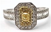 18 Carat White Gold And Yellow Diamond Ring - Valued $7,300