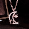 Elegant 18K Rose Gold plated Luxury Romantic Cz Moon Pendant Necklace