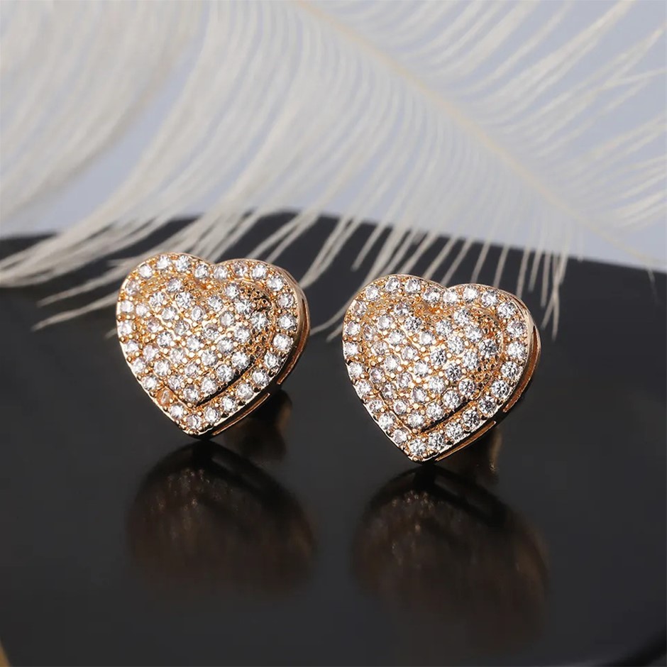 Elegant 18K Yellow Gold plated Heart Lovely Stud Earring