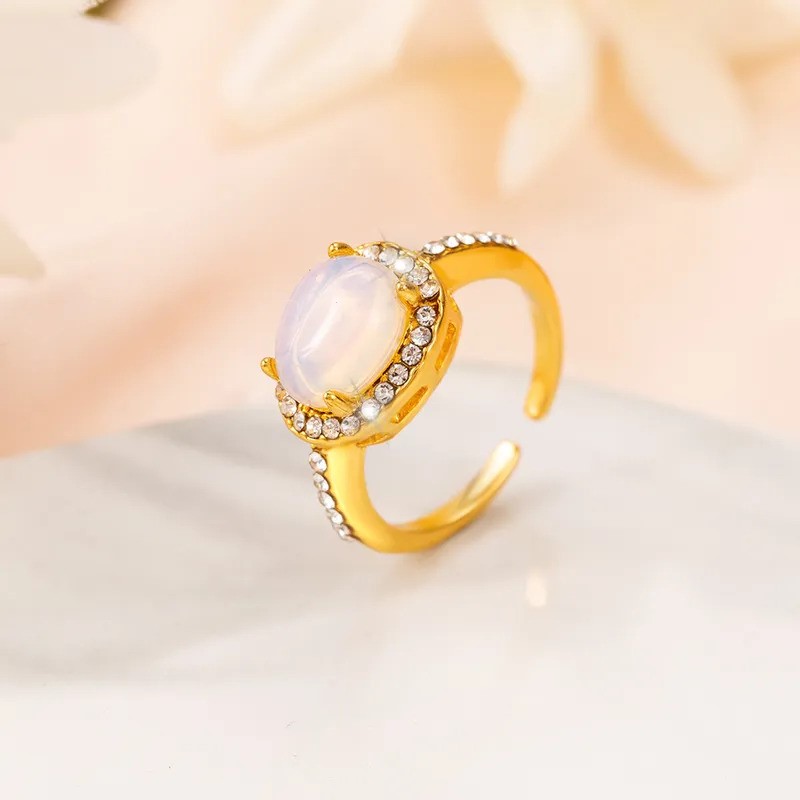 Elegant 18K Yellow Gold plated White CZ open Ring Adjustable