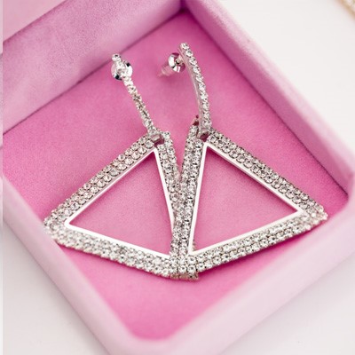 Elegant 18K White Gold plated White Cz & Drop Earrings