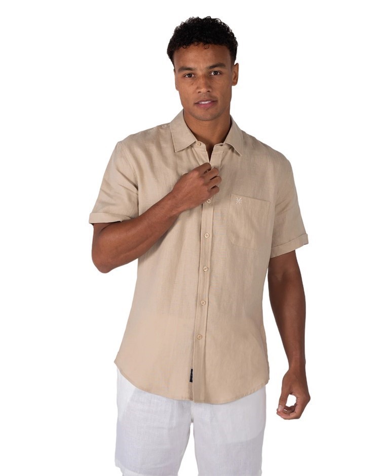 COAST CLOTHING CO Men's S/S Shirt, Size XL, 100% Linen, Natural, 111329.