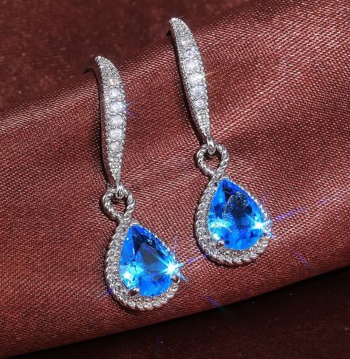 Elegant 18K White Gold plated Topaz Simulants & White Cz