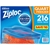 ZIPLOC Quart Slider Storage Bags 216pc, 20cm x 14.9cm x 4.7cm. N.B. Damaged
