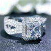 Elegant 18K White Gold plated Diamonds Simulants & White Wedding Ring