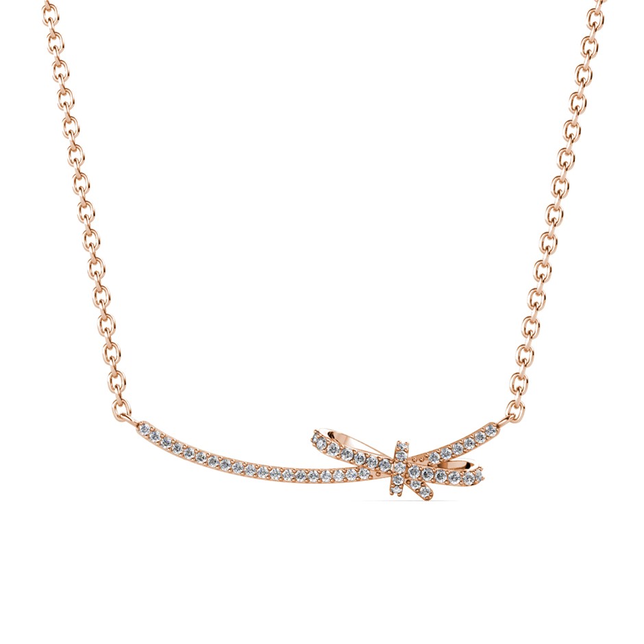 Elegant 18K Rose  Gold  plated   Diamonds  Simulants  Necklace