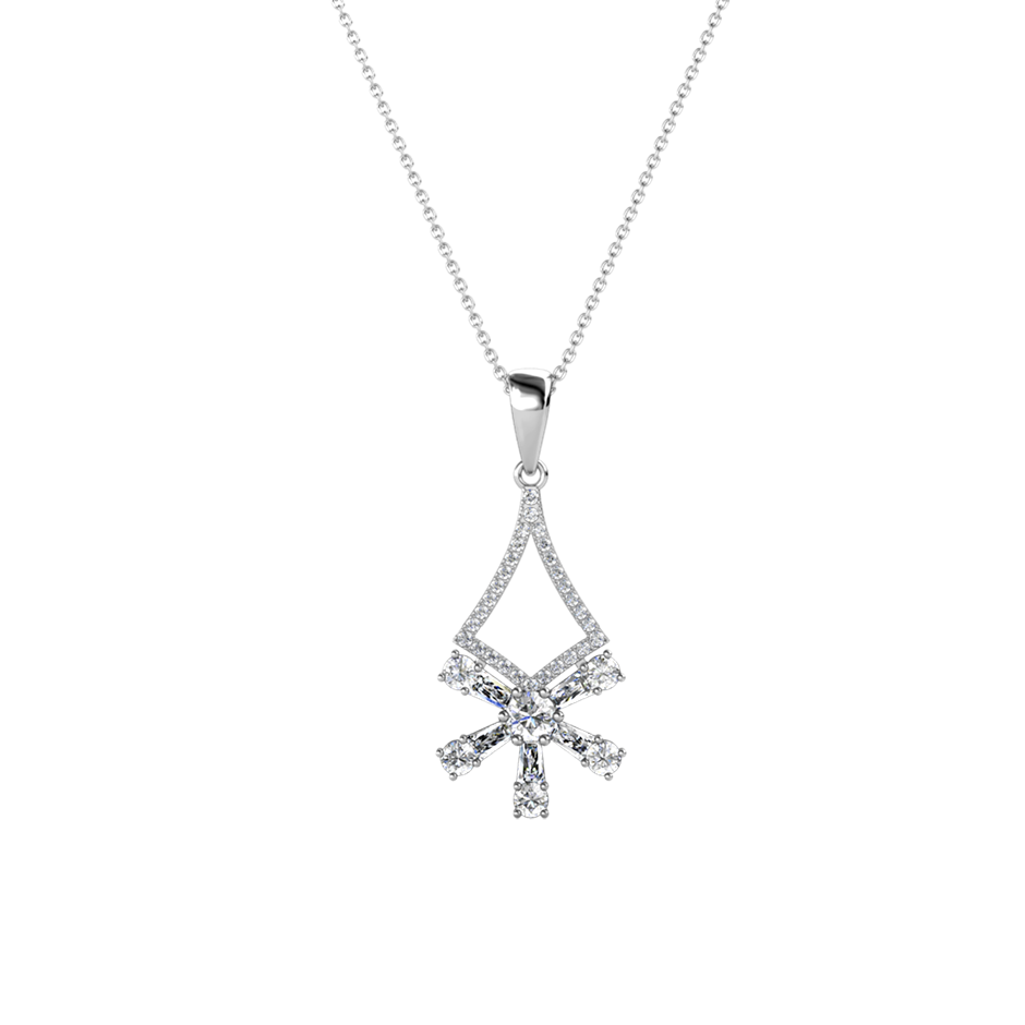 Elegant 18K White Gold plated Diamonds Simulants Necklace