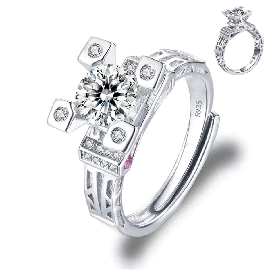 Elegant 18k White Gold Plated 1.00 Carat Round Simulated Diamond Ring