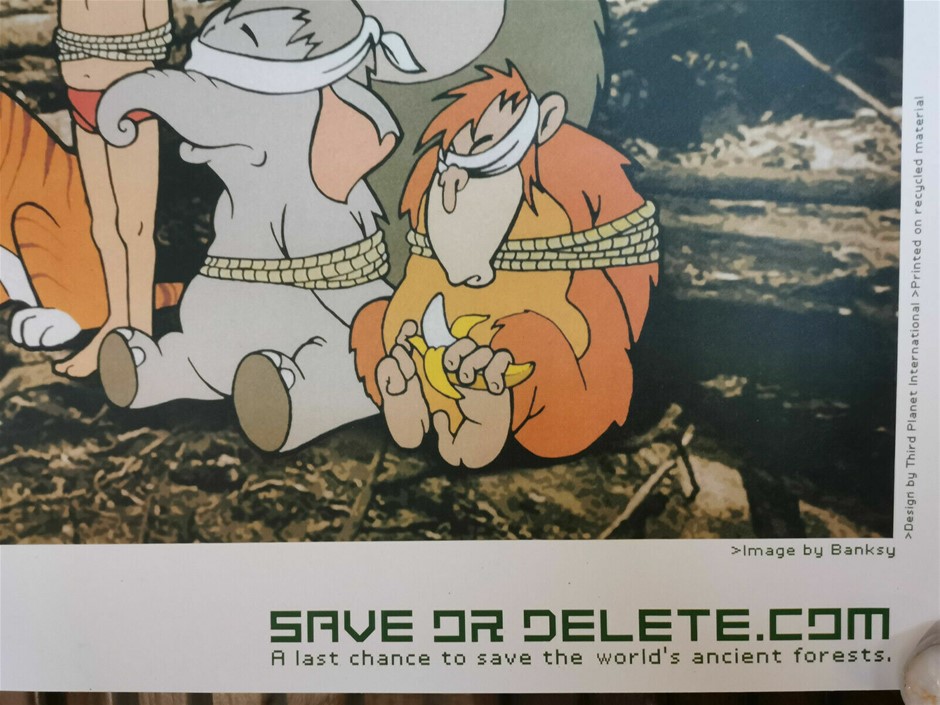 Banksy Save or Delete GREENPEACE Rare poster Lithograph Auction  (0006-2559195) | Grays Australia