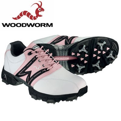 Woodworm Ladies Golf Shoes - White / Pin